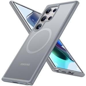 TORRAS Magnetic Shockproof for Samsung Galaxy S24 Ultra Case, 18N Strong Magnetic, 12 FT Mil-Grade Protection, Compatible with MagSafe, Protective Translucent Matte Slim Case, Guardian- Mag, Gray