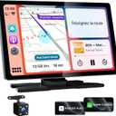 TECXERLLON 9.0" Wireless CarPlay Screen for Car, Android Auto Screen for Car with Backup Camera, Portable Touchscreen car Stereo with GPS Navigation/Mirror Link/Voice Control/Bluetooth/FM/AUX