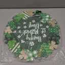 St Patricks Day Decorations, Green Shamrock Hanging Welcome Sign St Patricks Day Door Decor for The Home, Glitter Pediment Plaque Lucky Festive St Patricks Day Wreaths for Front Door Front Porch Wall