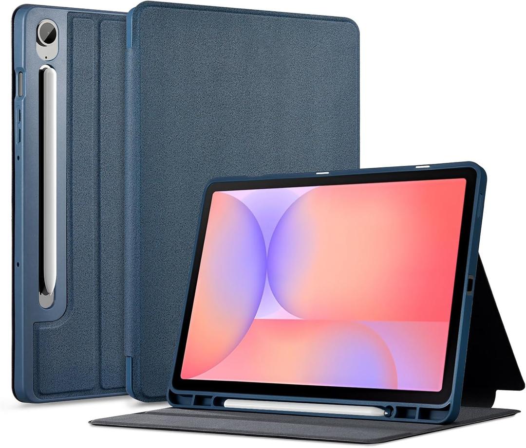 CoBak Case for Samsung Galaxy Tab S10 Lite / S10 FE / S9 FE 10.9 Inch, Protective Smart Auto Wake/Sleep Cover with Anti-Slip Multi-Angle Stand and S Pen Holder, Dark Blue