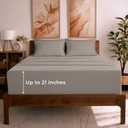 Mellanni Full Sheet Set - 6-Piece Iconic Collection Bedding, (Including 4 Pillowcases), 21-Inch Extra Deep Pocket, Easy Care, Ultra Soft, Cooling Sheets, Brushed Microfiber - Tan