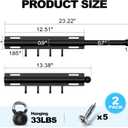 2 Pack Valet Rod for Closet Retractable with 4 Hooks, 13.4"-23.2" Pull Out Clothes Rail, Heavy Duty Alloy Steel Side Mount Wardrobe Bar, Adjustable Organizer for Laundry, Bathroom, Entrance (Black)