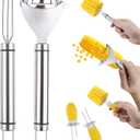 Corn Peeler for Corn on The Cob, New Long Handle Stainless Steel Corn Stripper Tool, Best Corn Cutter Tool for Home Kitchen, 4 Pack Corn Cob Peeler Stripper, Restaurant & Outdoor Dining