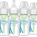 Dr. Brown's Natural Flow Anti-Colic Options+ Narrow Baby Bottle, 4 oz/120 mL, with Level 1 Slow Flow Nipple, 0m+, 3Bottles
