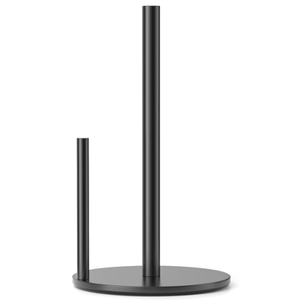 Paper Towel Holder Black, Premium Stainless Steel Kitchen Roll Dispenser, Countertop Roll Organizer with Weighted Base