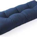 SUNROX LokGrip Non Slip Tufted Memory Foam Bench Cushion, FadeShield Water Resistant Durable Thicken Outdoor/Indoor Bench Seat Pads 48x16x4 inch, Navy