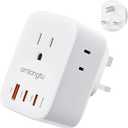 European Travel Plug Adapter, ORNLONGTU US to Europe Type E F Power Adaptor with 20W USBC & 3 AC Outlets, Germany France Schuko Travel Adapter for US to EU Spain Iceland Korea Greece German French, White