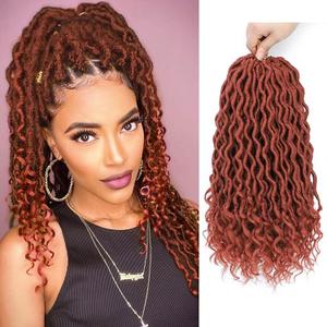Goddess Locs Crochet Hair - 6 Packs 14 Inch Curly Faux Locs Crochet Hair for Black Women, Pre Looped Crochet Curly Hair Soft Faux Locs Synthetic Braids Hair Extensions (14 Inch, 350#)