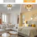 Modern Semi Flush Mount Ceiling Light Fixture, Gold Hallway Light Fixtures Ceiling Mount, Dimmable Foyer Kitchen Lighting Fixtures Ceiling Lights for Bedroom Bathroom Dining Room Laundry Room Entryway