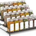 RUILALIFE 4-Tier-Spice-Rack-Organizer-for-Cabinet, Adjustable Depth Spice Holder Shelf For Countertop Pantry Cupboard, Metal Tiered Seasoning Organizer,Display Shelf Riser (Black-1 Pack)