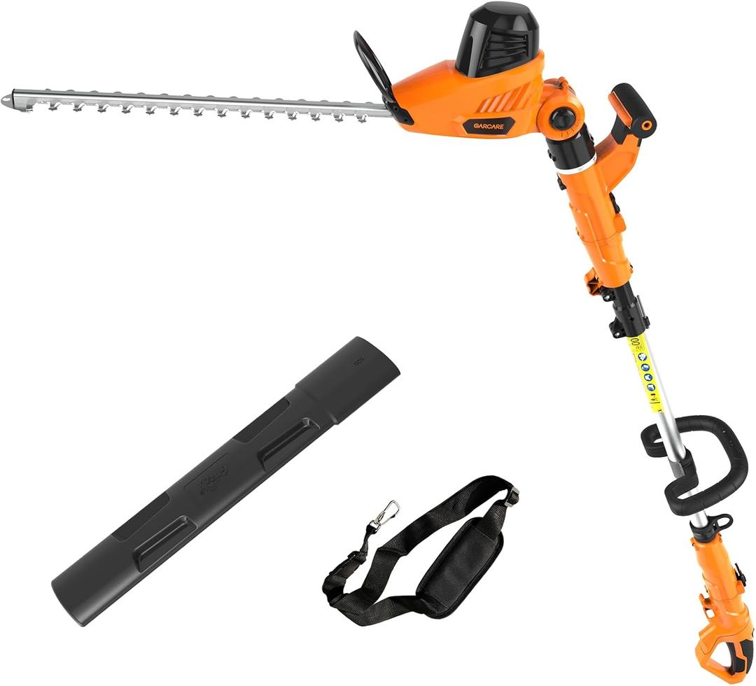 GARCARE 2 in 1 Electric Hedge Trimmer, Corded 4.8A Pole Hedge Trimmer with 18 Inch Laser Cut Blade