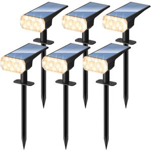 DINGLILIGHTING Waterproof Solar Lights Outdoor: IP65 Led Spot Light Decorations for Garden - 3 Lighting Modes Solar Powered for Yard - Dust to Dawn Uplighting Landscape Pathway Drive Patios 6PC Warm
