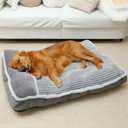Dog Bed for Large Dogs, Dog Mattress with Pillow for Crate Kennel, Sofa pet Bed, Super Soft pet Bed for Medium, Jumbo, Small Dogs Breeds (Grey, XX-Large:(46"x30"x4")