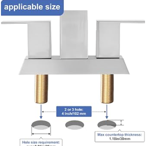 Brushed Nickel Waterfall Bathroom Faucet - 4Inch 2 or 3 Holes Centerset Faucet Bathroom | Two Handles RV Lavatory Basin Vanity Sink Faucets with Overflow Pop-up Drain Assembly & Supply Lines