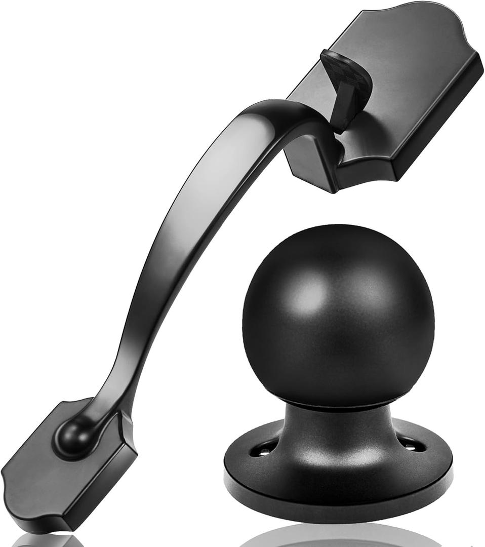 Elemake Front Door Handle  Exterior/Interior Front Entry Handleset with Door Knob, Passage Keyless Entry Door Lock, Reversible for Left & Right Handed Door | Matte Black