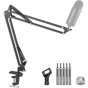 Boom Arm Microphone Mic Stand for Blue Yeti HyperX QuadCast SoloCast Snowball Fifine Shure and Other Mic, Black