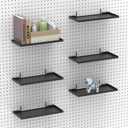 13X6 Inch Pegboard Shelves Set of 6, Metal Peg Board Shelves Accessories, Flat Display Shelves for Pegboard, Metal Retail Display for Storage and Organization, Black