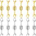 Magnetic Necklace Clasp and Closures with Double Lobster Clasp, 14K Gold and Silver Necklace Extenders for Women Jewelry Magnetic Clasps for Necklaces, Bracelet Necklace Extender(12PCS)
