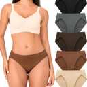 BAMBOO COOL Womens Underwear High Cut Briefs Breathable Moisture-Wicking Hipster Ladies Panties, 5-Pack (M)