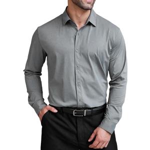 COOFANDY Mens Dress Shirts Wrinkle Free Long Sleeve Button Down Shirt Formal Business Shirts  Grey L