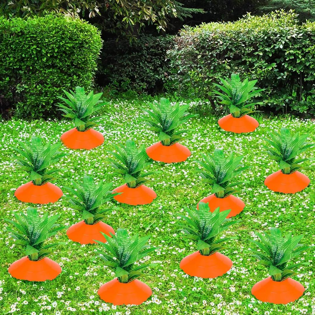 12 Set Easter Yard Carrot Decorations Garden Stake Fade Resistant Carrot Yard Stake Outdoor Plastic Rustic Sign for Easter Home Lawn Spring Party Supplies 2026 Upgraded Quality Material