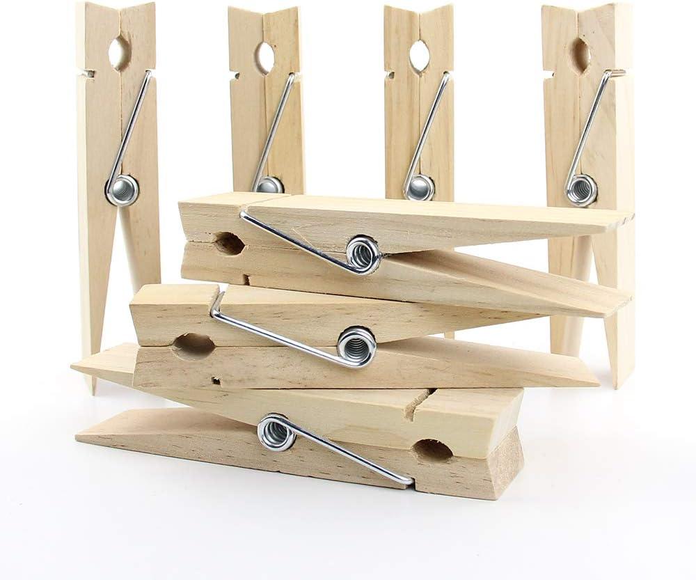 6 Inch Clothespins, Wood Clips for DIY Craft, Bathroom or Laundry Room Decoration, 12 pcs
