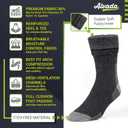 Alvada Mens Merino Wool Crew Socks Thermal and Warm Socks for Winter Work Hiking Running 3 Pairs (Gray)
