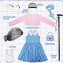100 Days of School Old Lady Costume Grandma Dress Up Set for Girls Costumes Granny Outfit Kit