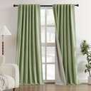 HOMEIDEAS Full Chenille Blackout Curtains for Bedroom Sage Green Curtains 84 Inch Length 2 Panels for Living Room Thermal Insulated Black Out Grommet Window Drapes, W52 x L84