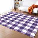 Purple White Plaid Area Rug 2'7''x 5', Gradient Geometric Buffalo Checkered Modern Outdoor Living Room Bedroom Area+Rug Carpet, Kitchen Rug Bath Mat Front Porch Floor Doormat Runner Rugs