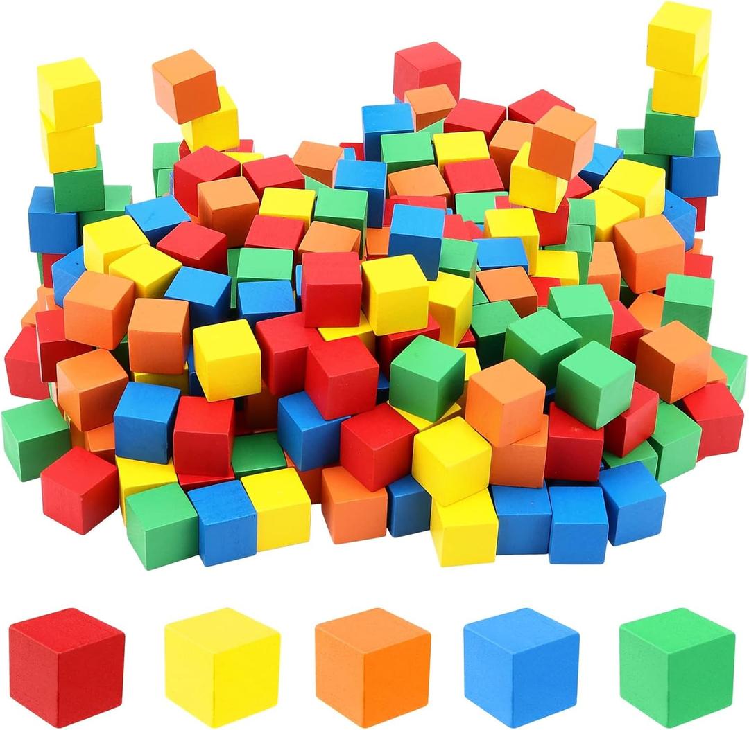 MUKLEI 45 PCS Wooden Blocks, Colorful Cube Blocks 0.8 Inch Square Cube Blocks Wooden Cube Block for Crafts, DIY Projects and Puzzle Making