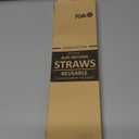 Anti Wrinkle Silicone Tipped Straw Set (Stainless Steel), Drinking Straw for Stanley 40 oz 30 oz Tumbler, Reusable Wrinkle Free Long Metal Straw for Lip with Cleaning Brush, White