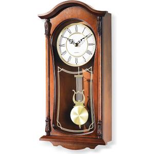 AYRELY 22IN Grandfather Vintage Wall Clock with Pendulum and Chime, Hour/Quarter-Hour Chime, Mahogany Wooden Frame, Large Vintage Wall Clock for Living Room, Home Decor Gift