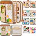 Montessori Busy Book for Toddlers 1-3, Felt Quiet Book & Busy Board for Preschool Learning, Fine Motor Skills, Sensory Play, Educational Travel Toy & Gift  Pretend Play for Girls, Brown