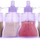 Haakaa Baby Food Pouch Refillable Baby Squeeze Silicone Yummy Pouch, Soft Reusable Squeeze Storage Food Pouch for Kids Toddler,Home Made Food Puree,Smoothie Pouch Bag, 4oz, 4 Pack,6m+(Lavender)