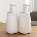 White Soap Dispenser Set of 2, Hand Soap Dispenser for Bathroom, Cute Dish Soap Dispenser for Kitchen, Plastic Soap Dispenser with Pump, Refillable Soap and Lotion Dispenser Set, White