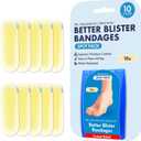 Dr. Frederick's Original Better Blister Bandages - 10 ct - Water-Resistant - 40% More Cushioning - Hydrocolloid Pads for Foot Protection & Recovery - Blister Relief Pads - Spot Pack