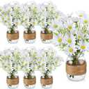 43 Pcs/ 6 Set Daisy Mason Jar Table Centerpiece Mason Jar Vases Faux Floral with Rope Boho Rustic Flower Table Decoration for Reception Engagement Party Bridal Shower Wedding