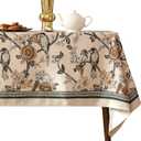 ISAENNE Designer Vintage Linen Small Table Cloth for Rectangle Table,Floral and Bird Pattern Tablecloths,Fall Wrinkle Resistant Decor Tablecloth for Dining Kitchen Party,55"*71"-Murad A