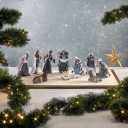 Set of 11 Nativity Set Figurines Resin Stone Statue Catholic Gift Holy Family Christmas Decoration Nativity Scene Figures Set Collectibles Countertop Decorative Crafts