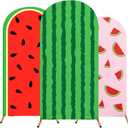 Set of 3 Watermelon Arch Backdrop Cover, 4ft, 5ft, 6ft Summer Watermelon Theme Birthday Party Decoration, Spandex Fitted Arch Stand Covers for Wedding Banquets Party