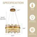19.7'' Dimmable Modern LED Crystal Chandeliers,Gold Chandelier Light Fixture, 3 Colors Contemporary Pendant Ceiling Light for Dining Room Living Room Kitchen Island Entryway Foyer ,With Remote Control