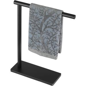 JQK Hand Towel Holder Stand Black, Modern Tree Rack Free Standing for Countertop with 12 Inch Bar, 304 Stainless Steel Matte Black Thicken 0.8mm, HTT170-PB