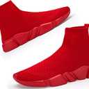 Santiro Women's Walking Tennis Shoes Breathable High Top Sock Sneakers Casual Sports Shoes Lightweight Knit Athletic Shoes All Red 8.5 US