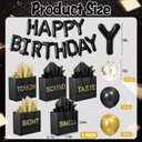 Foxtell 5 Senses Gift Bags Five Senses Birthday Decorations with Tissue Paper Ribbon Happy Birthday Banner Balloons Rose Petals Ribbons for Party(Black Gold)