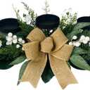 Candle Holders Centerpiece for Table,3 Wick Candle Holder with Gypsophila Artificial Flower,Artificial Magnolia,Freesia and Holly Berries for Table Centerpiece Decor,Dining Room Decor,Desktop Decor