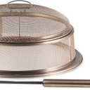 TIKI Reunion Fire Pit Screen & Poker Set  Outdoor Fire Pit Spark Protector & Ember Guard  Fire Poker Tool for Safe & Controlled Fires  Durable Metal Fire Pit Accessories in Gold & Black