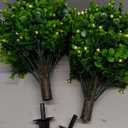 Artificial Boxwood Topiary Ball Trees 21.6" Tall UV Resistant Artificial Bushes, Set of 2 Faux Plants with Spike Easy to Push in The Ground for Indoor Outdoor Garden (21.6 inch)