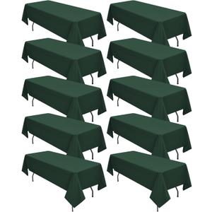 10 Pack Hunter Green Tablecloths for 6ft Rectangle Tables 60 x 102 Inch - Polyester Table Cover Stain and Wrinkle Resistant Washable Fabric Table Clothes for Wedding Party Banquet Reception Restaurant