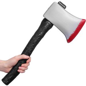 Vicenpal Halloween Costume Axe Plastic Fake Axe Prop Woodsman Hatchet for Halloween Costume Accessories Man Women Cosplay (Brown, Red)